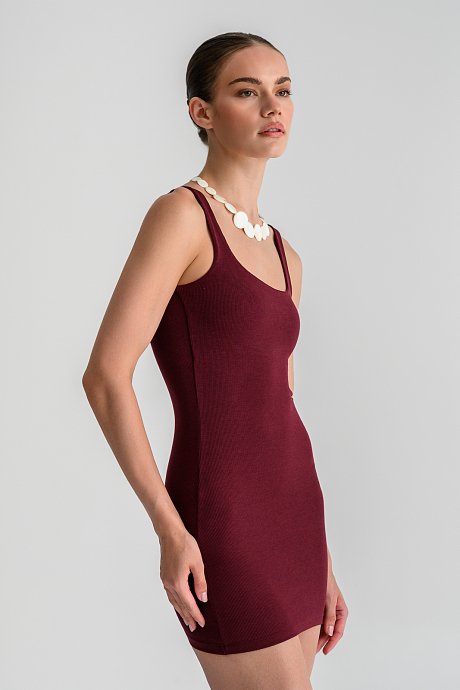Mini bodycon ribbed dress with straps