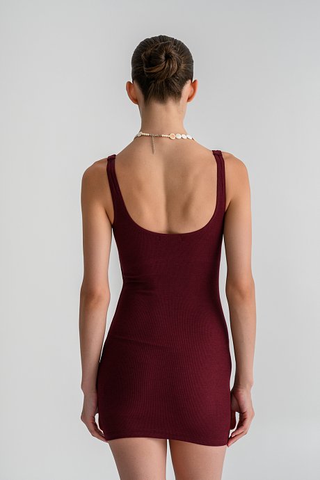 Mini bodycon ribbed dress with straps