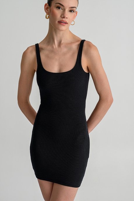 Mini bodycon ribbed dress with straps