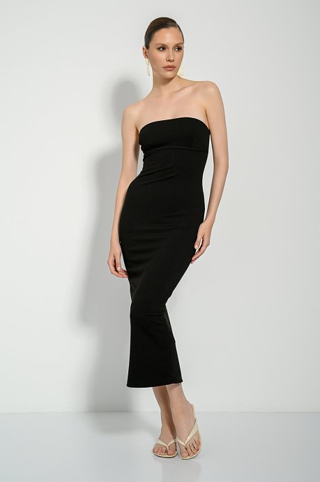 Midi strapless φόρεμα με σκίσιμο στο πίσω μέρος