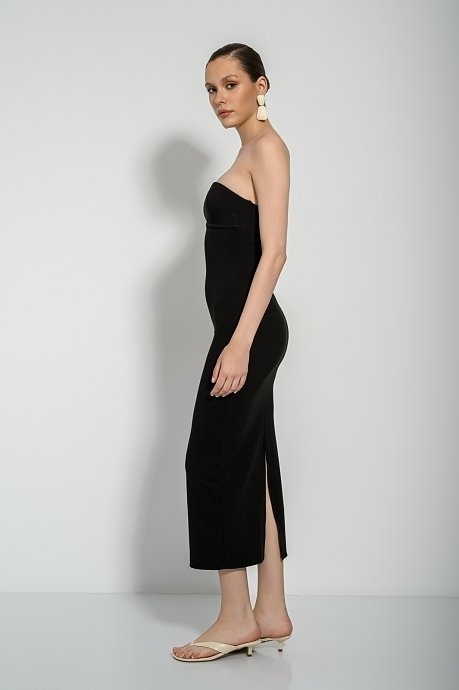 Midi strapless φόρεμα με σκίσιμο στο πίσω μέρος