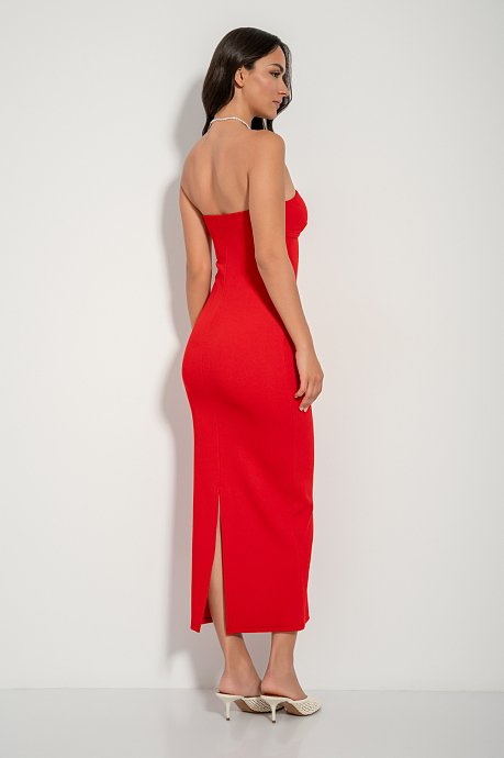 Midi strapless φόρεμα με σκίσιμο στο πίσω μέρος