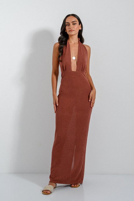 Maxi multiway dress with neck-tie