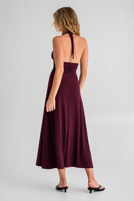 Midi halter φόρεμα με σούρες