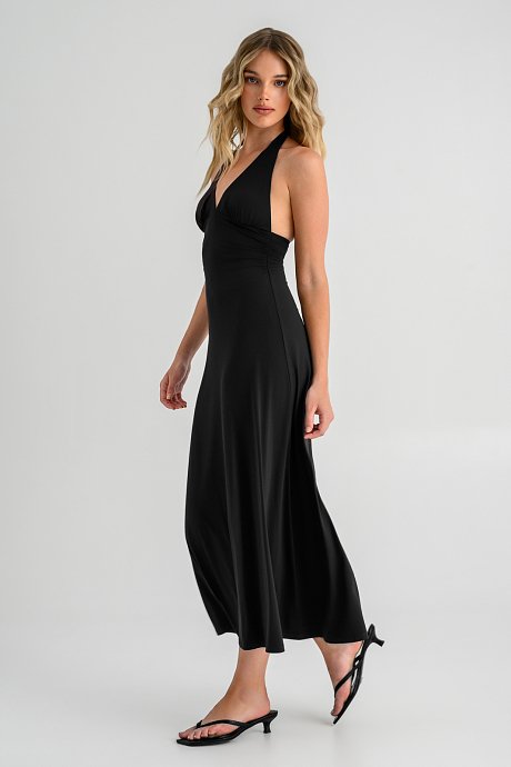 Midi halter φόρεμα με σούρες