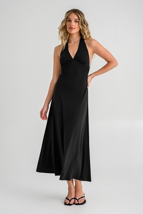 Midi halter φόρεμα με σούρες