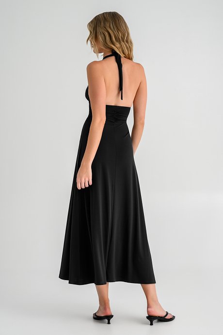 Midi halter φόρεμα με σούρες