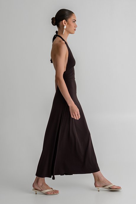 Midi halter φόρεμα με σούρες