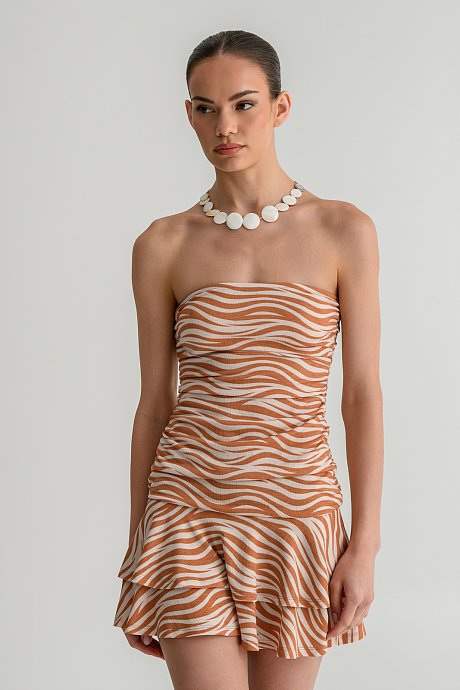 Mini strapless dress with zebra print