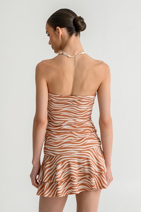 Mini strapless dress with zebra print