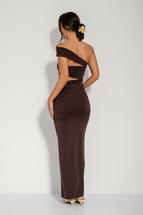 Maxi λύκρα cut out φόρεμα με σούρες