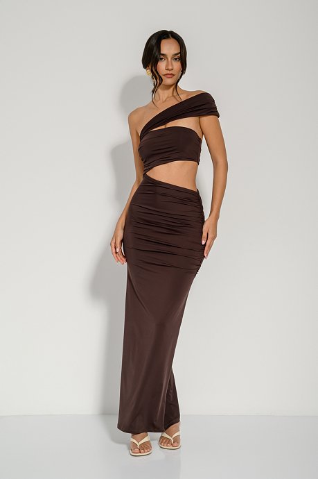 Maxi λύκρα cut out φόρεμα με σούρες