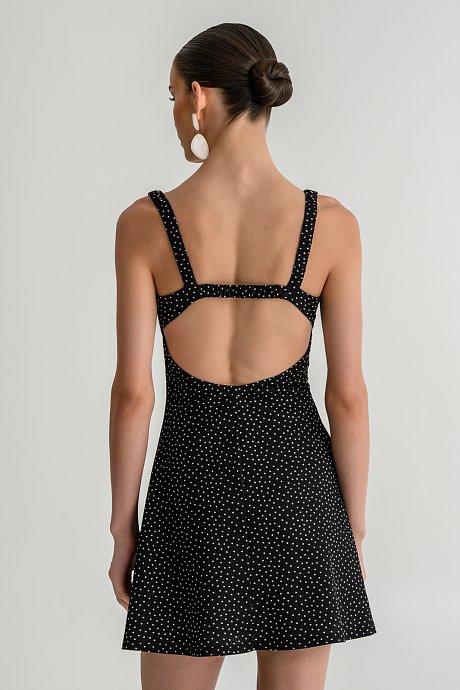 Mini sleeveless polka dot dress