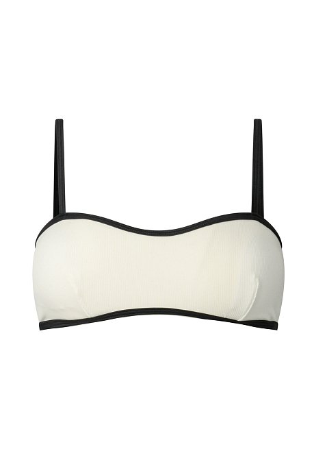 Ribbed bikini top with two-tone detail