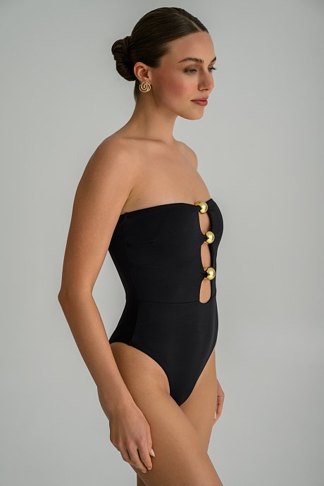 Ολόσωμο μαγιό strapless με μεταλλικά στοιχεία