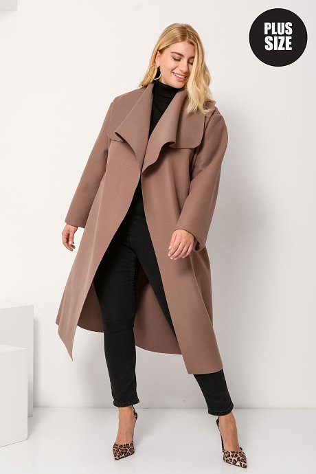 Παλτό με μεγάλο γιακά και ζώνη