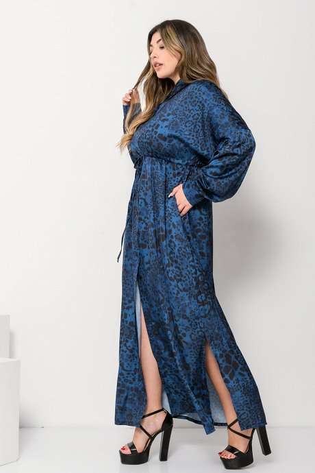 Maxi σεμιζιέ φόρεμα με leopard print