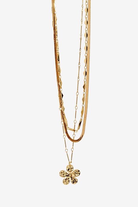 Set of necklaces with gold effect flower charm