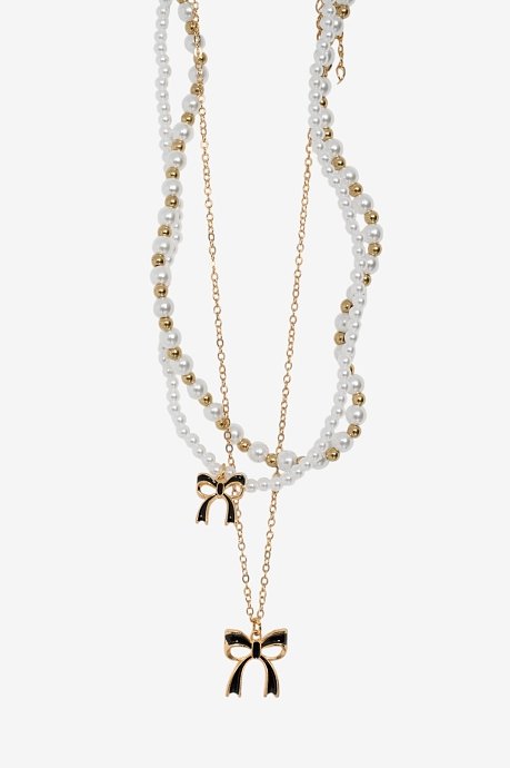 Set of necklaces with bow charms