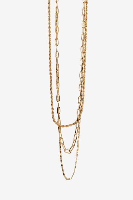 Set of chain necklaces with gold effect