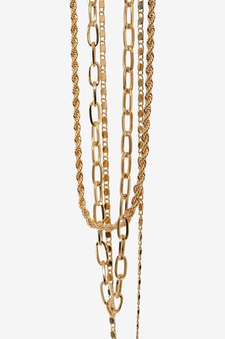 Set of chain necklaces with gold effect
