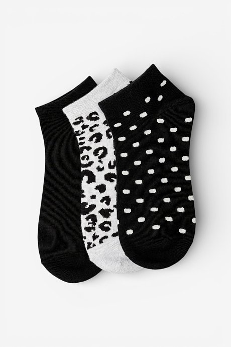 Set of 3 pairs of ankle socks with leopard print