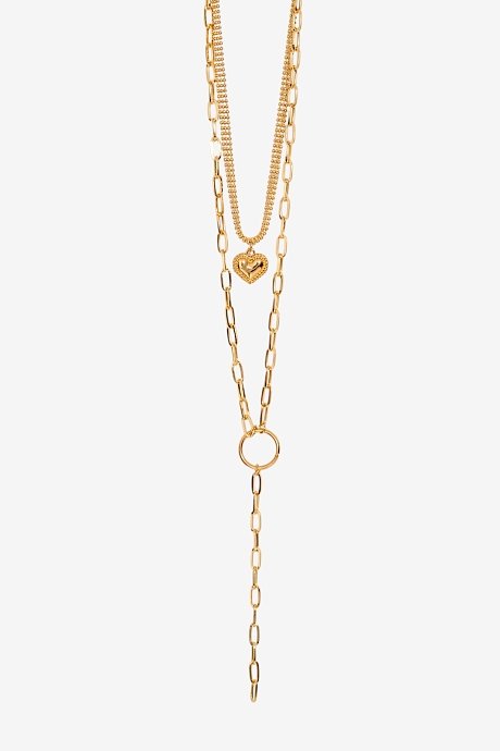 Set of necklaces with heart charm