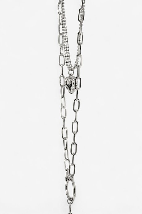 Set of necklaces with heart charm