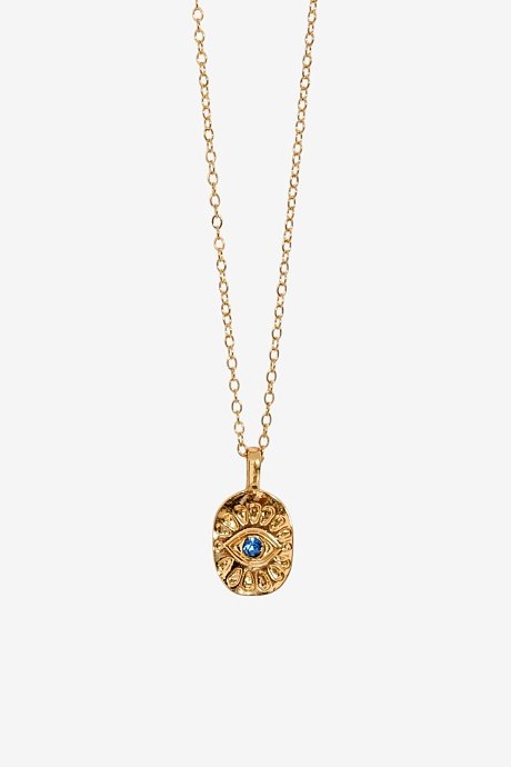 Chain necklace with round evil eye charm