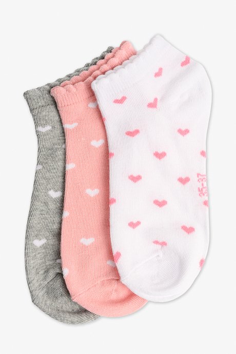 Set of 3 pairs of ankle socks with hearts