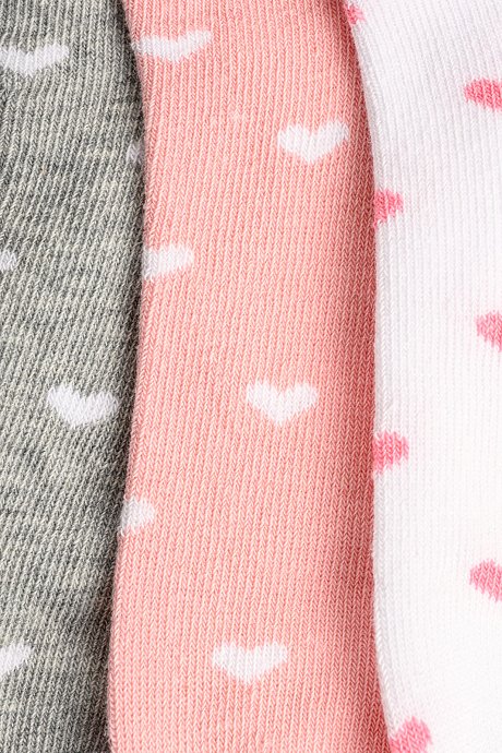 Set of 3 pairs of ankle socks with hearts