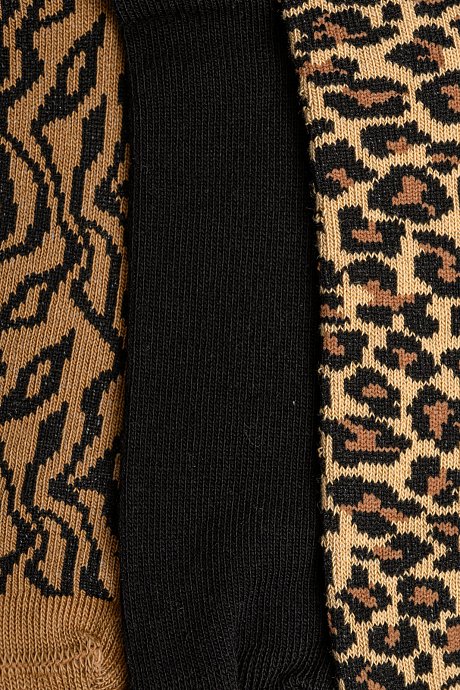 Σετ με 3 ζεύγη κάλτσες με animal print