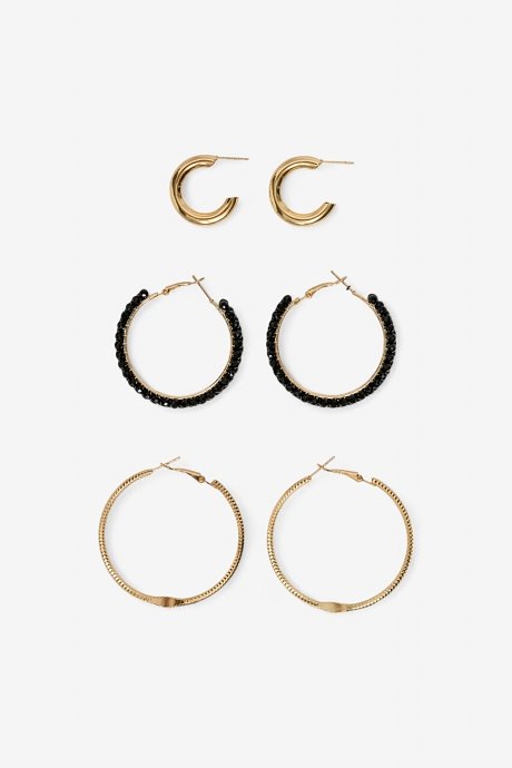 Set of earrings with hoops and strass