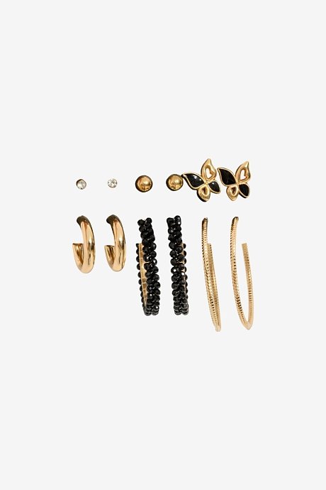 Set of earrings with hoops and strass