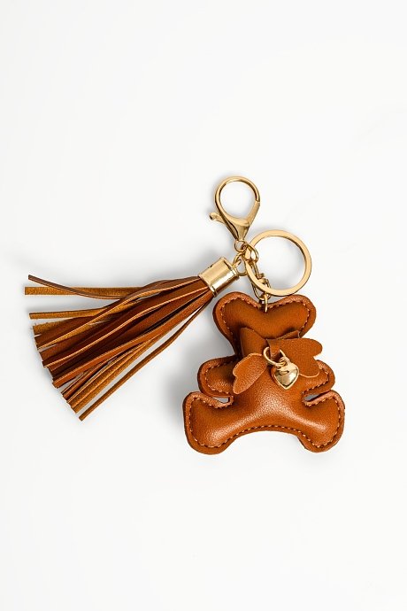 Faux leather bear shaped keychain
