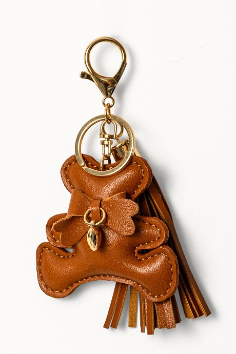 Faux leather bear shaped keychain