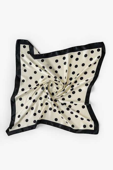 Scarf with polka dot print and satin sense