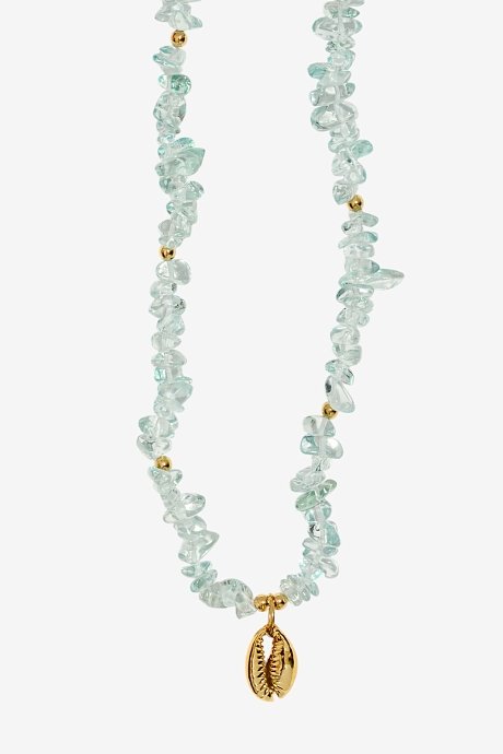 Necklace with decorative stones and seashell charm