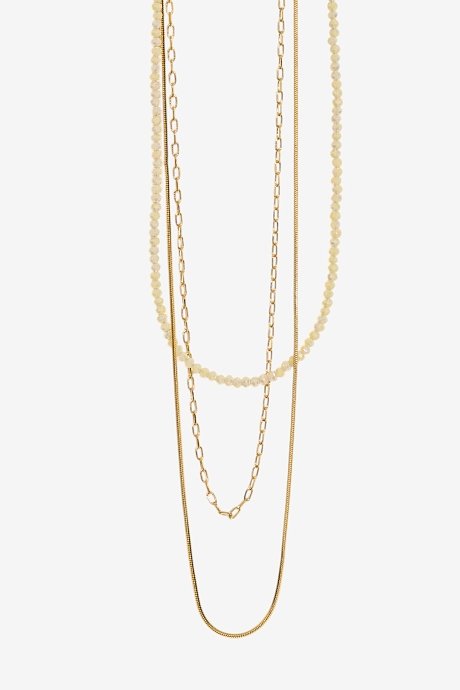 Set of chain necklaces with golden effect