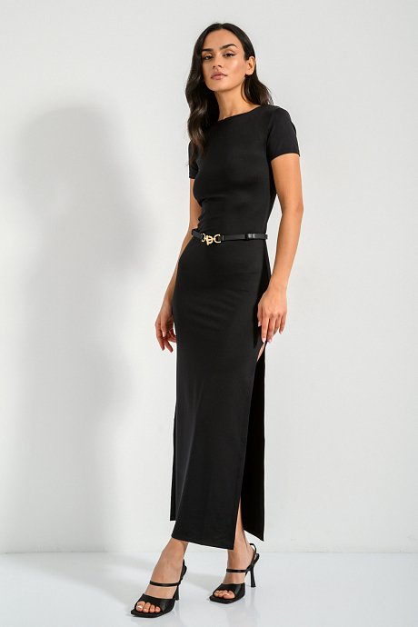 Thin belt with leather effect