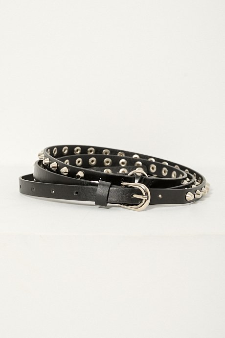 Double belt with leather effect