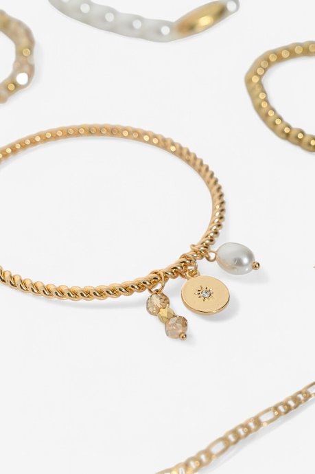 Set of gold effect bracelets