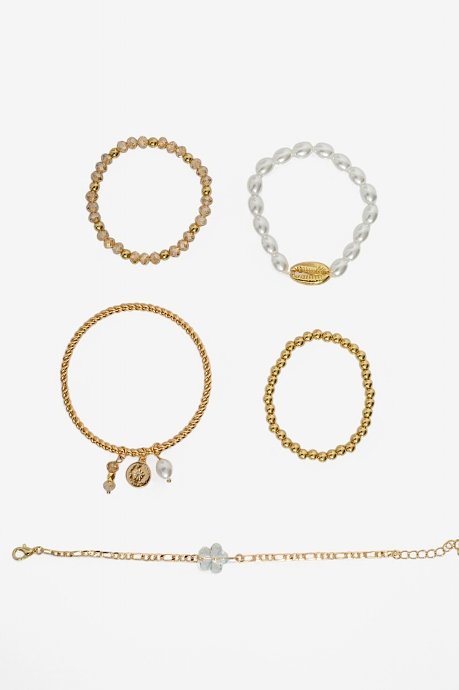Set of gold effect bracelets