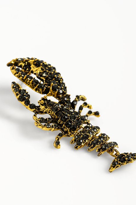 Black lobster earrings with rhinestones