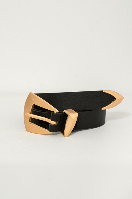 Belt with leather effect and mat buckle