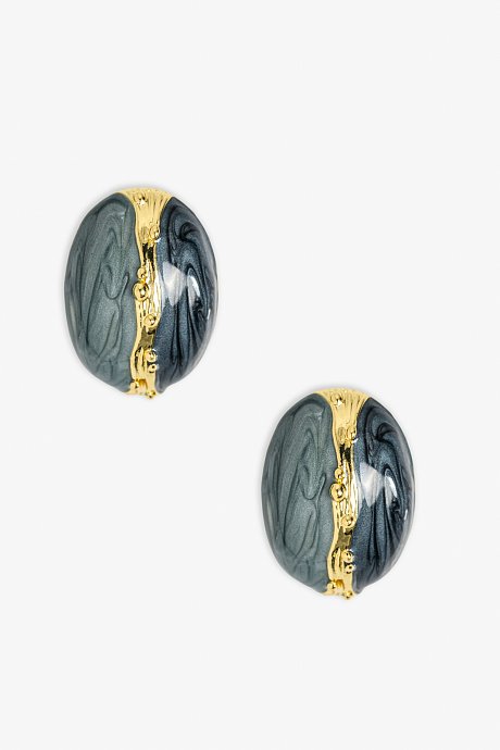 Oval earrings with gold tone detail