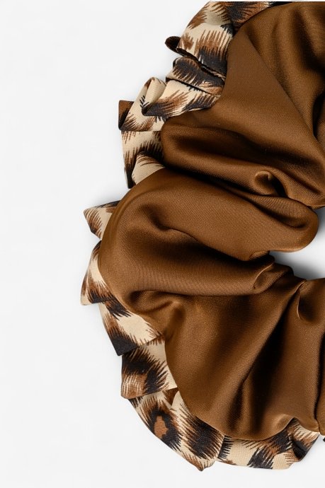 Scrunchie λαστιχάκι μαλλιών με σατινέ υφή και print