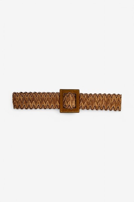 Belt with square wood buckle
