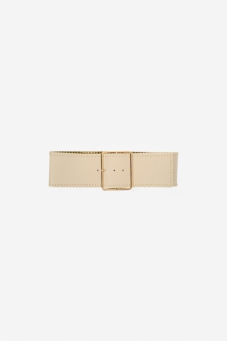 Wide belt with leather effect