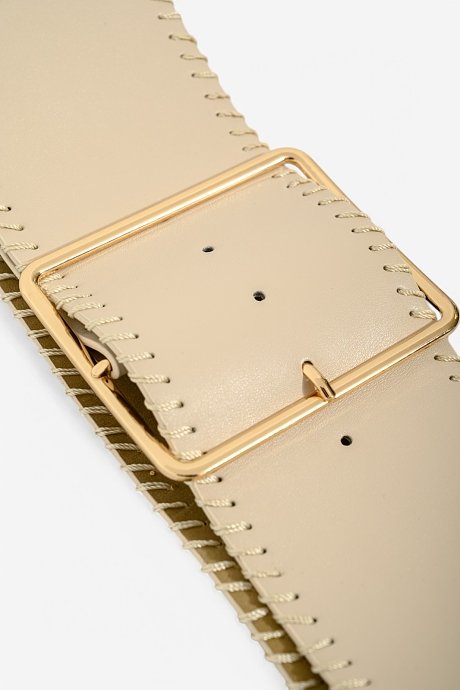 Wide belt with leather effect